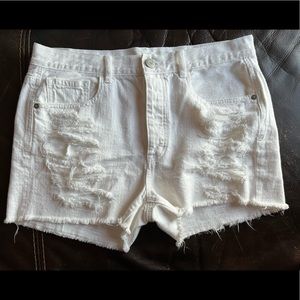 White Distressed American Eagle Denim Shorts